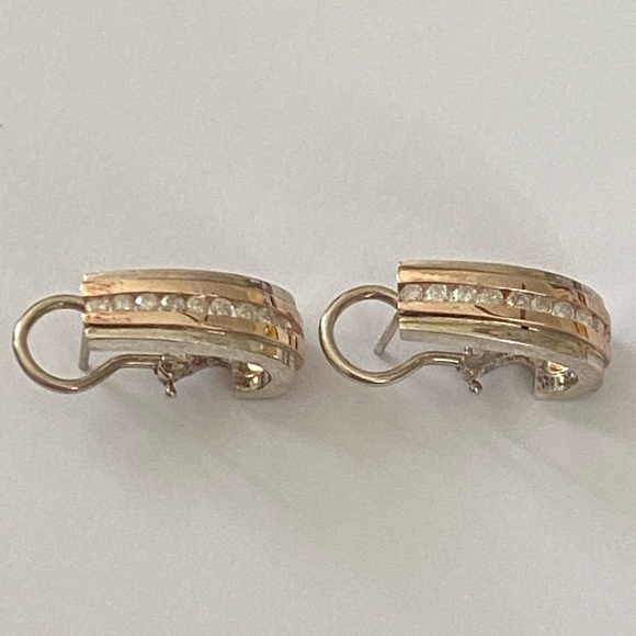 💎 .54ct Diamond 14k solid rose gold and 925 silver earrings genuine real stones - Picture 16 of 16